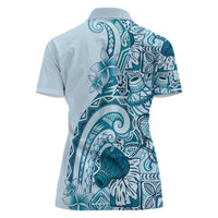Aloha Hawaii Tapa Women Polo Shirt Cool Turquoise Hawaiian Ipu - Polynesian Pride
