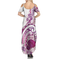 Aloha Hawaii Tapa Family Matching Summer Maxi Dress and Hawaiian Shirt Vibrant Fuchsia Hawaiian Ipu - Polynesian Pride