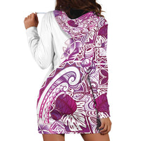 Aloha Hawaii Tapa Hoodie Dress Vibrant Fuchsia Hawaiian Ipu - Polynesian Pride