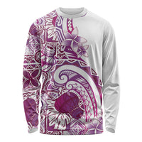 Aloha Hawaii Tapa Long Sleeve Shirt Vibrant Fuchsia Hawaiian Ipu LT7 Unisex Fuchsia - Polynesian Pride