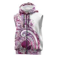 Aloha Hawaii Tapa Sleeveless Zip Hoodie Vibrant Fuchsia Hawaiian Ipu LT7 Fuchsia - Polynesian Pride