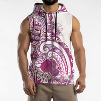 Aloha Hawaii Tapa Sleeveless Zip Hoodie Vibrant Fuchsia Hawaiian Ipu - Polynesian Pride