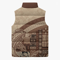 Samoa Mamanu Siapo Mocha Sleeveless Puffer Jacket Tatau Malie