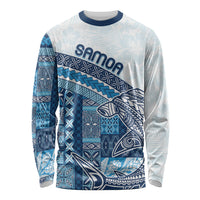 Samoa Mamanu Siapo Royal Blue Long Sleeve Shirt Tatau Malie