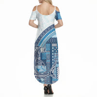 Samoa Mamanu Siapo Royal Blue Summer Maxi Dress Tatau Malie