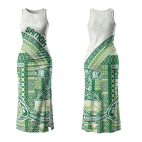 Samoa Mamanu Siapo Forest Green Couples Matching Tank Maxi Dress and Long Sleeve Button Shirt Tatau Malie