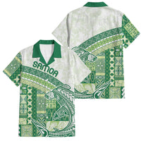 Samoa Mamanu Siapo Forest Green Family Matching Tank Maxi Dress and Hawaiian Shirt Tatau Malie