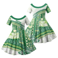 Samoa Mamanu Siapo Forest Green Family Matching Tank Maxi Dress and Hawaiian Shirt Tatau Malie