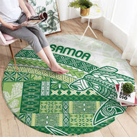 Samoa Mamanu Siapo Forest Green Round Carpet Tatau Malie