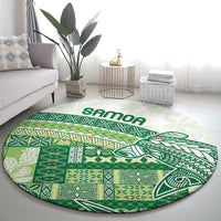 Samoa Mamanu Siapo Forest Green Round Carpet Tatau Malie