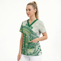 Samoa Mamanu Siapo Forest Green Scrub Top Tatau Malie