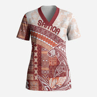 Samoa Mamanu Siapo Crimson Scrub Top Tatau Malie
