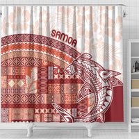 Samoa Mamanu Siapo Crimson Shower Curtain Tatau Malie