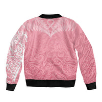 Personalised New Zealand Bomber Jacket Pink Ribbon Tattoo Mix Silver Fern LT7 - Polynesian Pride
