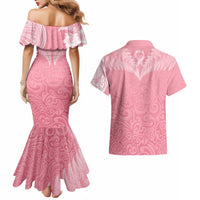 personalised-new-zealand-couples-matching-mermaid-dress-and-hawaiian-shirt-pink-ribbon-tattoo-mix-silver-fern