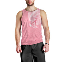 Personalised New Zealand Men Tank Top Pink Ribbon Tattoo Mix Silver Fern LT7 - Polynesian Pride