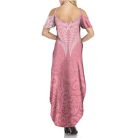 Personalised New Zealand Summer Maxi Dress Pink Ribbon Tattoo Mix Silver Fern LT7 - Polynesian Pride
