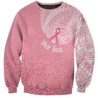 Personalised New Zealand Sweatshirt Pink Ribbon Tattoo Mix Silver Fern LT7 Unisex Pink - Polynesian Pride