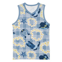 Aloha Hawaii Paniolo Jeans Palaka Basketball Jersey Coastal Rodeo LT7 Unisex Pastel Blue - Polynesian Pride