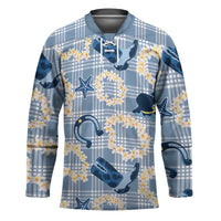 Aloha Hawaii Paniolo Jeans Palaka Hockey Jersey Coastal Rodeo LT7 Unisex Pastel Blue - Polynesian Pride
