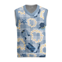 Aloha Hawaii Paniolo Jeans Palaka Christmas Knitted V-Neck Vest Coastal Rodeo LT7 Pastel Blue - Polynesian Pride