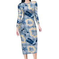 Aloha Hawaii Paniolo Jeans Palaka Long Sleeve Bodycon Dress Coastal Rodeo - Polynesian Pride