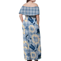 Aloha Hawaii Paniolo Jeans Palaka Off Shoulder Maxi Dress Coastal Rodeo - Polynesian Pride