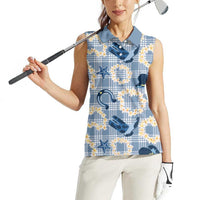 Aloha Hawaii Paniolo Jeans Palaka Women Sleeveless Polo Shirt Coastal Rodeo LT7 - Polynesian Pride