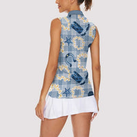 Aloha Hawaii Paniolo Jeans Palaka Women Sleeveless Polo Shirt Coastal Rodeo LT7 - Polynesian Pride