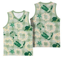 Aloha Hawaii Paniolo Mint Palaka Basketball Jersey Coastal Rodeo LT7 - Polynesian Pride