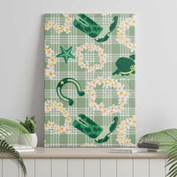 Aloha Hawaii Paniolo Mint Palaka Canvas Wall Art Coastal Rodeo LT7 - Polynesian Pride