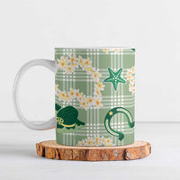 Aloha Hawaii Paniolo Mint Palaka Ceramic Mug Coastal Rodeo - Polynesian Pride