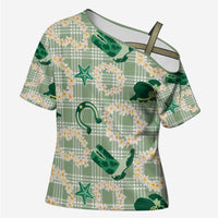 Aloha Hawaii Paniolo Mint Palaka Cross Shoulder Shirt Coastal Rodeo LT7 Female Mint - Polynesian Pride