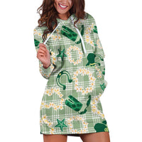 Aloha Hawaii Paniolo Mint Palaka Hoodie Dress Coastal Rodeo - Polynesian Pride
