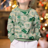 Aloha Hawaii Paniolo Mint Palaka Kid Ugly Christmas Sweater Coastal Rodeo - Polynesian Pride