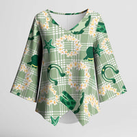 Aloha Hawaii Paniolo Mint Palaka Kimono Sleeve Blouse Coastal Rodeo LT7 Female Mint - Polynesian Pride
