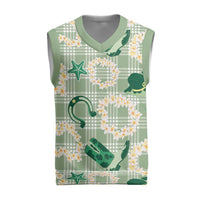 Aloha Hawaii Paniolo Mint Palaka Christmas Knitted V-Neck Vest Coastal Rodeo LT7 Mint - Polynesian Pride