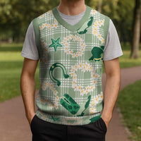 Aloha Hawaii Paniolo Mint Palaka Christmas Knitted V-Neck Vest Coastal Rodeo LT7 - Polynesian Pride