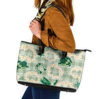 Aloha Hawaii Paniolo Mint Palaka Leather Tote Bag Coastal Rodeo LT7 Mint - Polynesian Pride