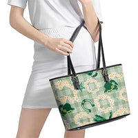 Aloha Hawaii Paniolo Mint Palaka Leather Tote Bag Coastal Rodeo LT7 - Polynesian Pride