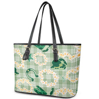 Aloha Hawaii Paniolo Mint Palaka Leather Tote Bag Coastal Rodeo LT7 - Polynesian Pride