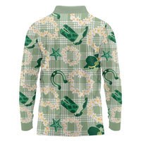 Aloha Hawaii Paniolo Mint Palaka Long Sleeve Polo Shirt Coastal Rodeo LT7 - Polynesian Pride