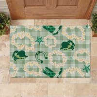 Aloha Hawaii Paniolo Mint Palaka Rubber Doormat Coastal Rodeo LT7 Mint - Polynesian Pride