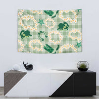 Aloha Hawaii Paniolo Mint Palaka Tapestry Coastal Rodeo - Polynesian Pride