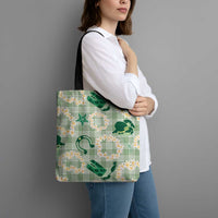 Aloha Hawaii Paniolo Mint Palaka Tote Bag Coastal Rodeo - Polynesian Pride