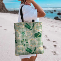 Aloha Hawaii Paniolo Mint Palaka Tote Bag Coastal Rodeo - Polynesian Pride