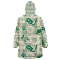 Aloha Hawaii Paniolo Mint Palaka Wearable Blanket Hoodie Coastal Rodeo LT7 - Polynesian Pride