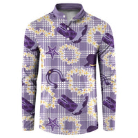 Aloha Hawaii Paniolo Lavender Palaka Button Sweatshirt Coastal Rodeo LT7 Lavender - Polynesian Pride