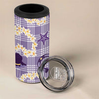 Aloha Hawaii Paniolo Lavender Palaka 4 in 1 Can Cooler Tumbler Coastal Rodeo - Polynesian Pride