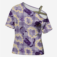 Aloha Hawaii Paniolo Lavender Palaka Cross Shoulder Shirt Coastal Rodeo LT7 Female Lavender - Polynesian Pride